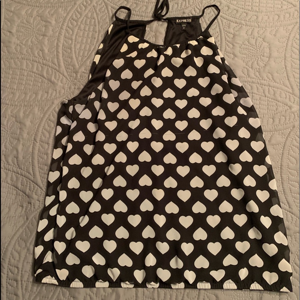 Express Size L Black with White Heart Tank Top